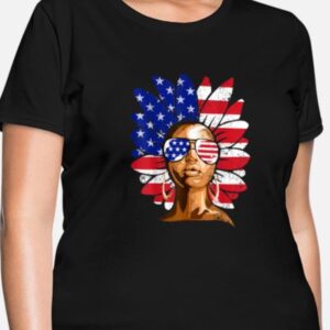 Sunflower Woman African American 4th of July Shirt
