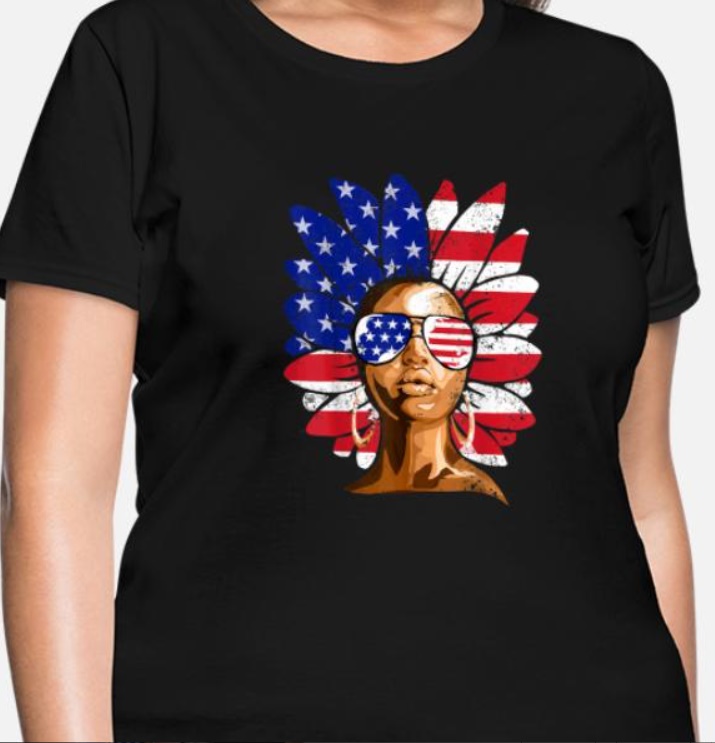 Sunflower Woman African American 4th of July Shirt Sunflower Woman African American 4th of July Shirt