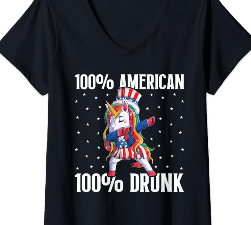 Unicorn 100% American 100% Drunk Funny 4th of July Drunk Shirt Unicorn 100% American 100% Drunk Funny 4th of July Drunk Shirt