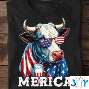 American Flag Cow Fourth of July Shirt