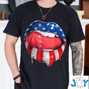American Flag Mouth Lick Lip Fourth Of July Shirt