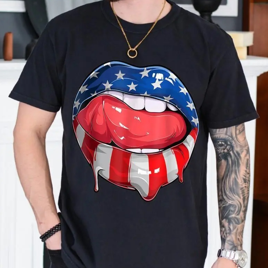 American Flag Mouth Lick Lip Fourth Of July Shirt American Flag Mouth Lick Lip Fourth Of July Shirt