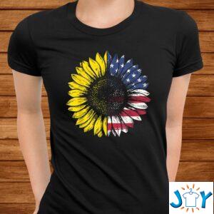 American Flag Sunflower Fourth Of July Shirt