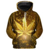 Yellow Weed Leaf Hoodie, All Over Print