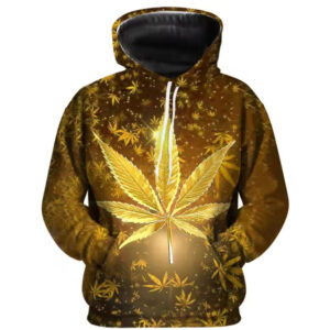Yellow Weed Leaf Hoodie, All Over Print