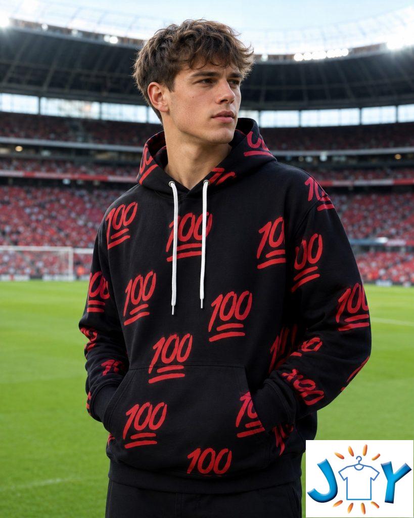 100 emoji hoodie mockup man