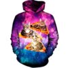 Pizza & Cat In The Space Galaxy Hoodie