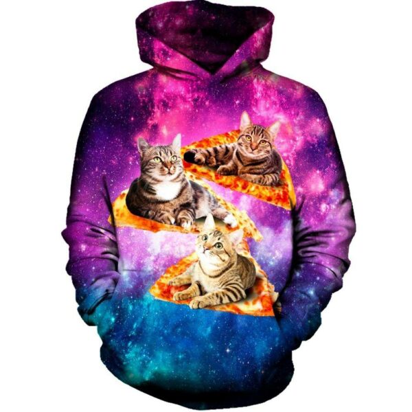 Pizza & Cat In The Space Galaxy Hoodie