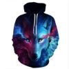Blue and Pink Wolf Hoodie