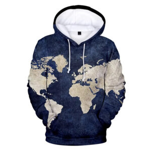 Navy World Map Hoodie