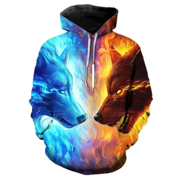 Red and Blue Wolf Hoodie
