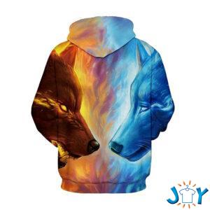 Red and Blue Wolf Hoodie