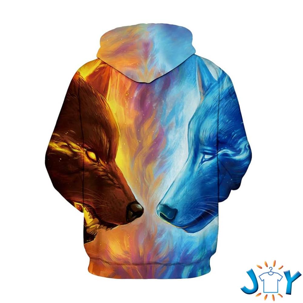 Red and Blue Wolf Hoodie Red and Blue Wolf Hoodie