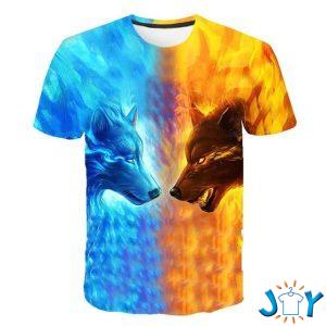 Red and Blue Wolf Hoodie Shirt