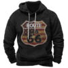 Vintage Retro US Flag Route 66 Hoodie