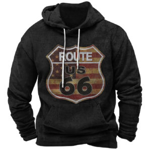Vintage Retro US Flag Route 66 Hoodie