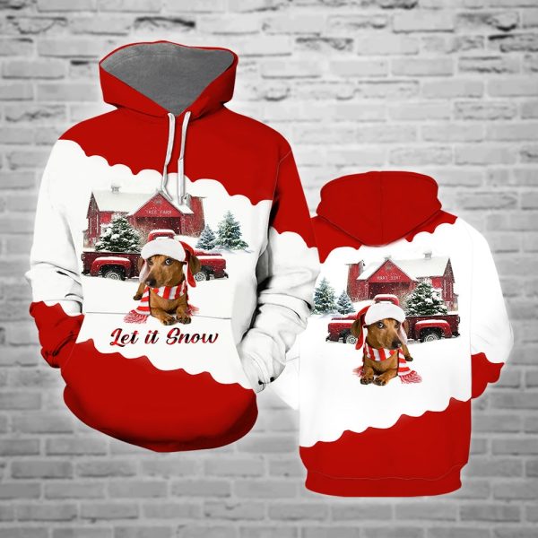 Let It Snow Dachshund Dog Christmas Hoodie
