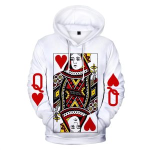 Playing Card Poker Queen of Hearts Hoodie